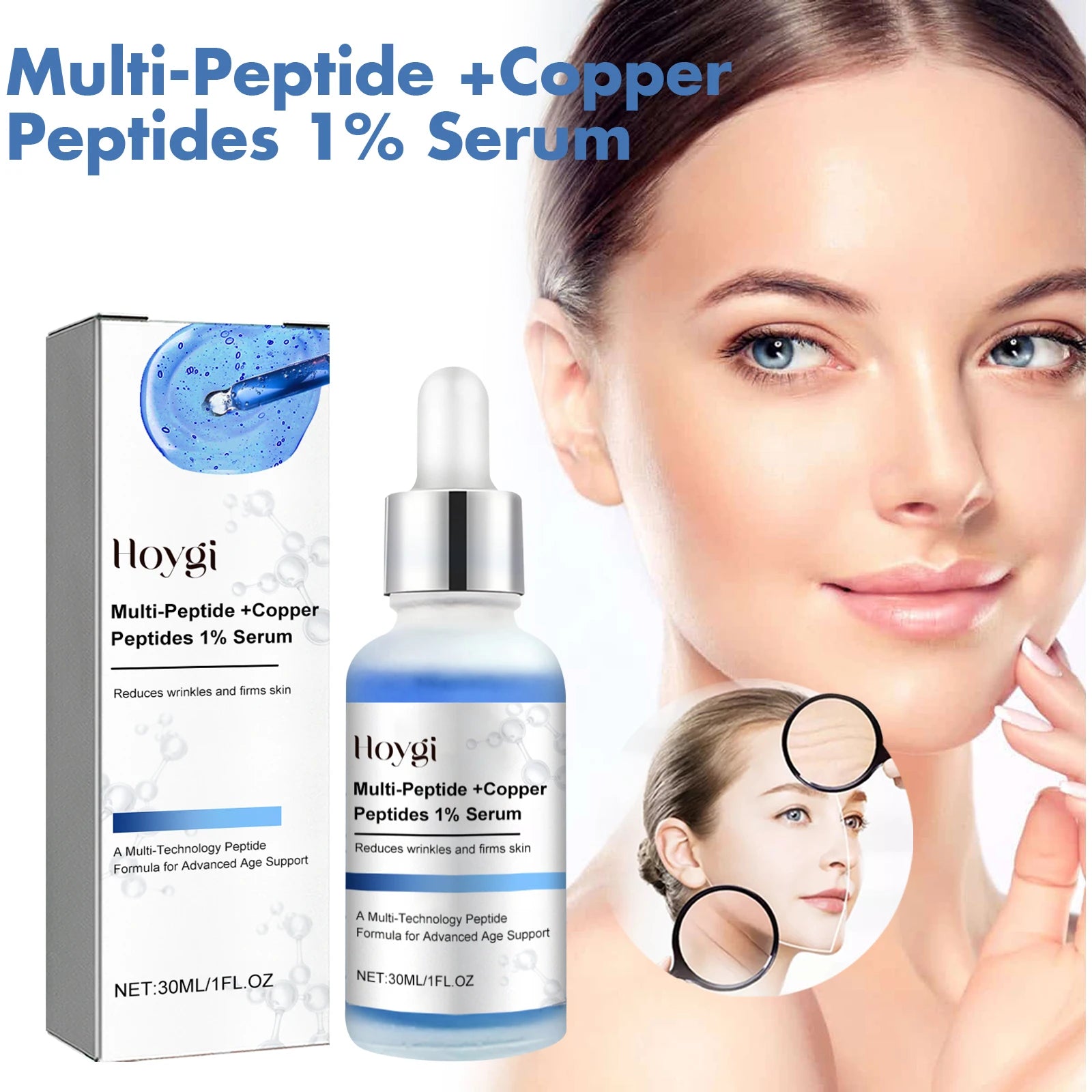 Blue Copper Peptide & Hyaluronic Acid Face Serum 30ml Face Serum Oasis Select