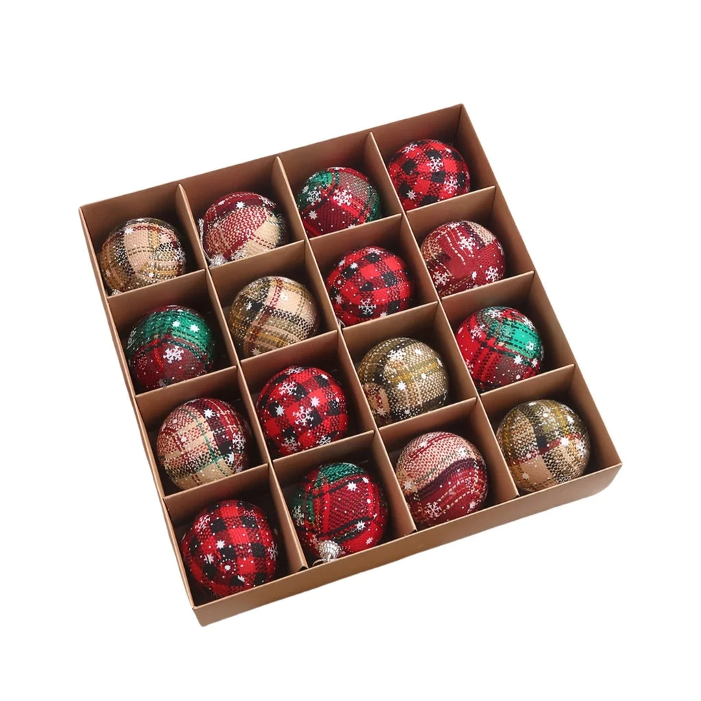 Festive Hanging Balls Plaid Christmas Ornaments Colorful Pattern Design Exquisite Craftsmanship For Christmas Tree Oasis Select