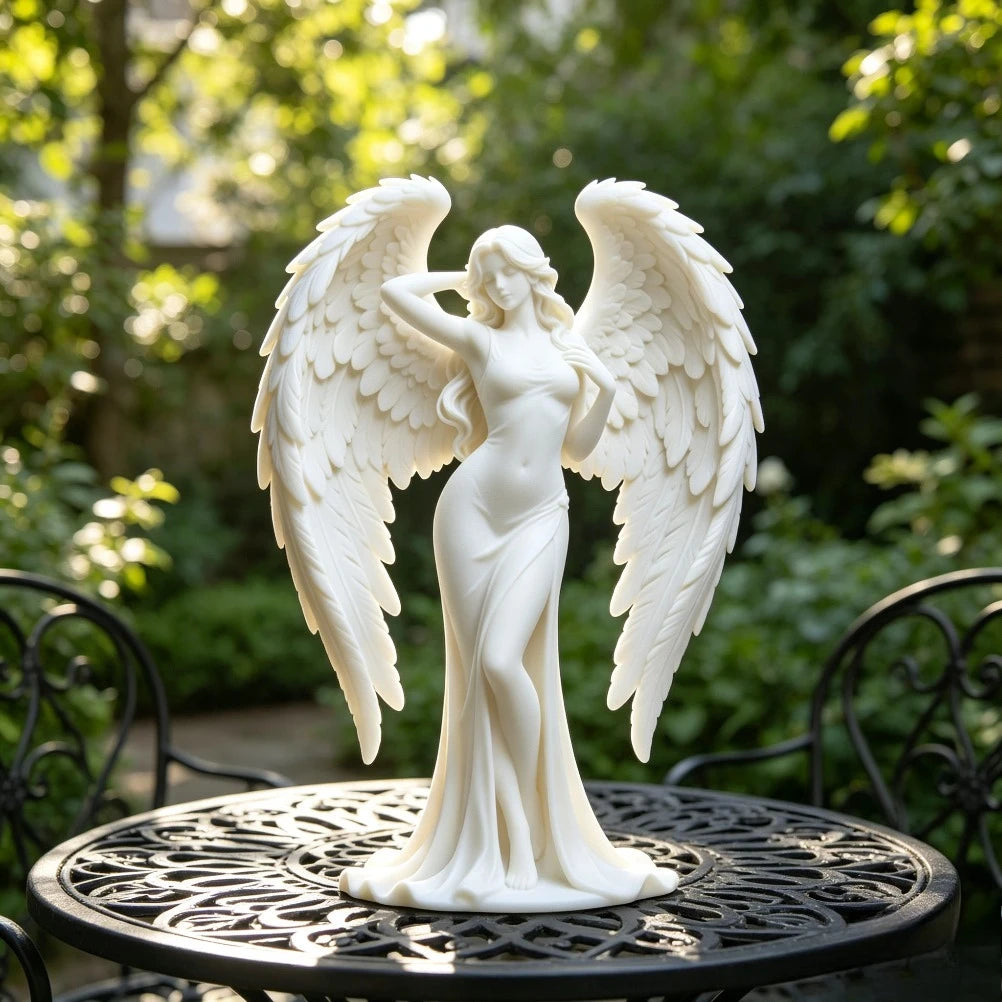 Multi-Layer Seraph Goddess Sculpture 3D Print Heart Wings Figurine Wedding Mantel Spiritual Minimalist Tabletop Decor Present Oasis Select