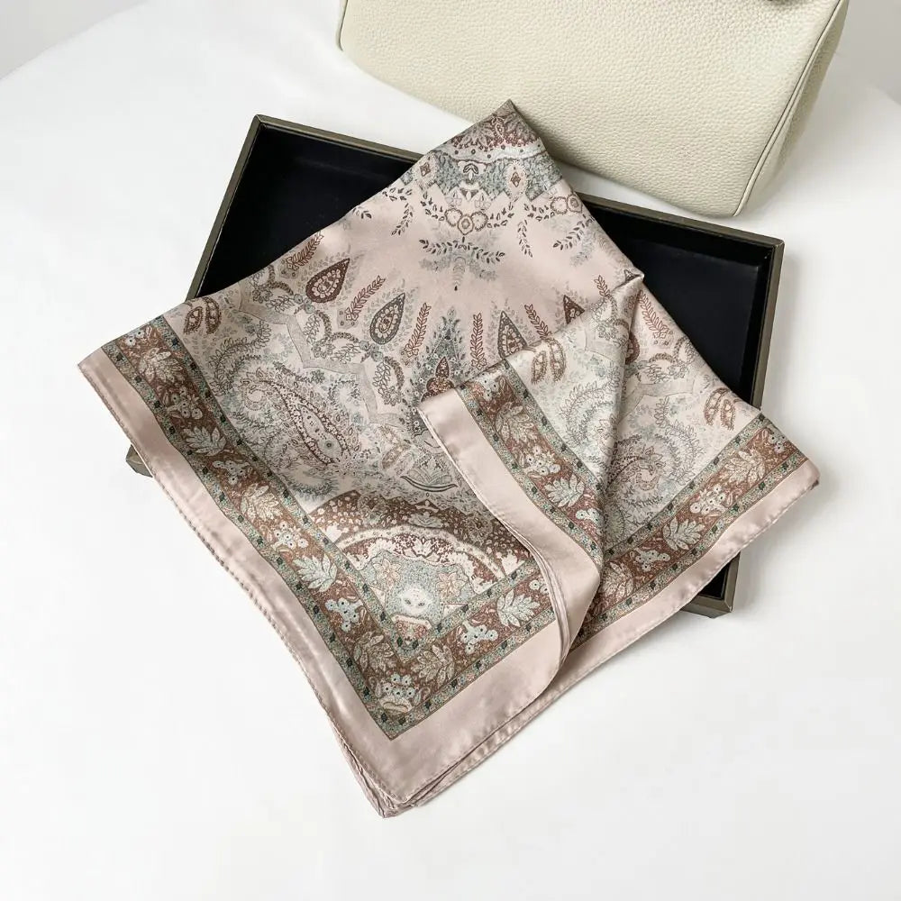 Luxury Square Silk Scarf 70*70cm Silk Material Silk Headscarf Soft Texture Printing Design Silk Scarves For Women and Girls Oasis Select