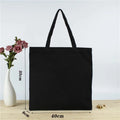 Black Canvas Tote Cotton Bags Large Capacity Handbag Folding Cosmetic Bag Student Shoulder Bags Canvas Shopping Bag Oasis Select Black-40x35x8