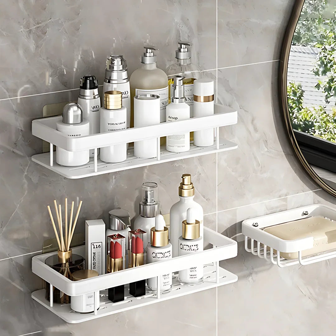 2PCS Bathroom Shelf Kitchen Storage Organizer Aluminum Alloy Shampoo Rack Shower Shelf Bathroom Accessories No Drill Shelf Oasis Select