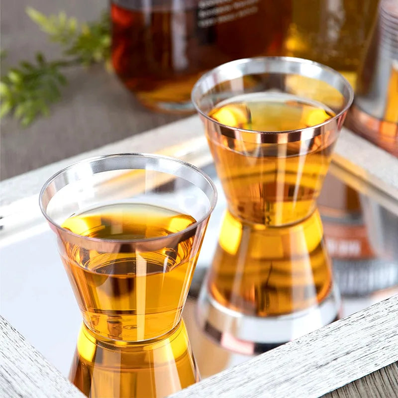 25PCS Disposable Champagne Clear Plastic Cup Outdoor Picnic Cup Drinking Cup for Parties Birthdays Weddings Cocktail Party Oasis Select