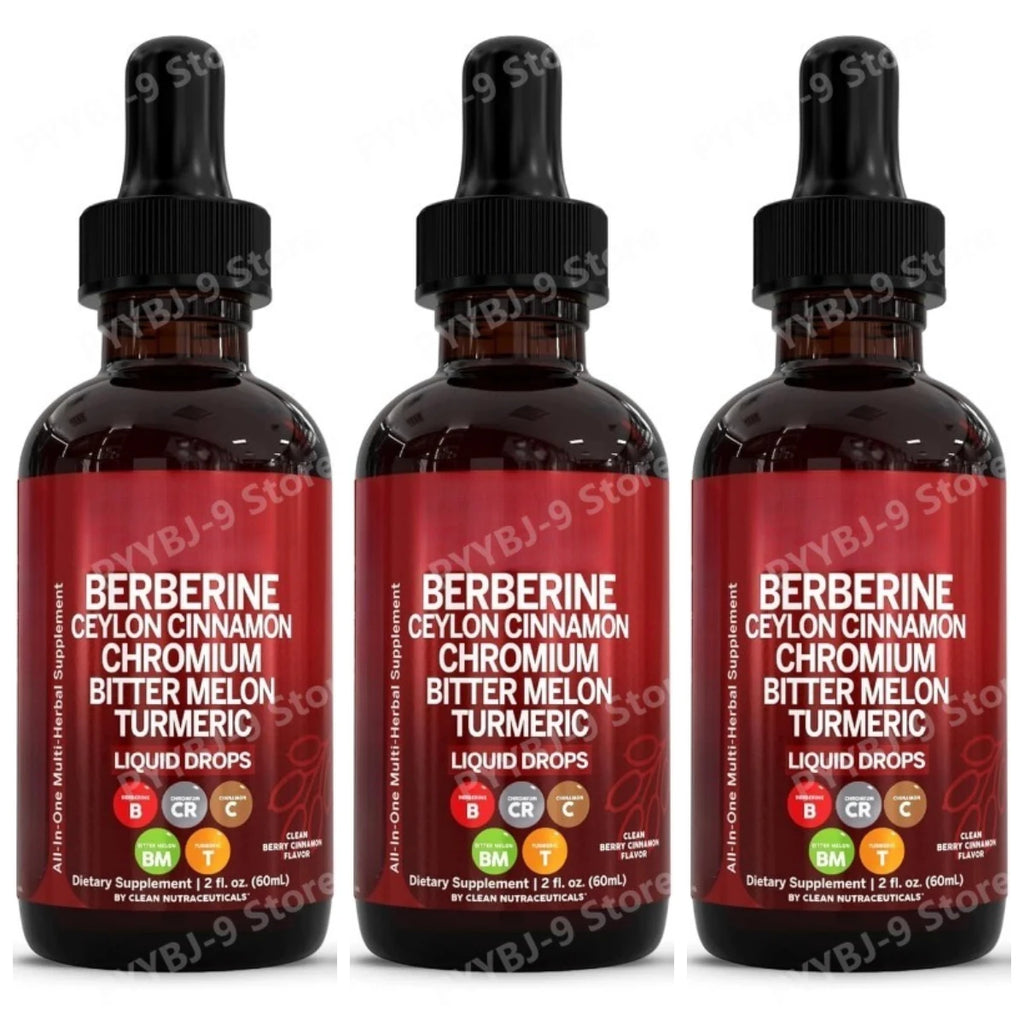 Berberine Chromium Turmeric Ginseng Liquid Drops 60ml Herbal Liquid Drops Oasis Select 3 bottles