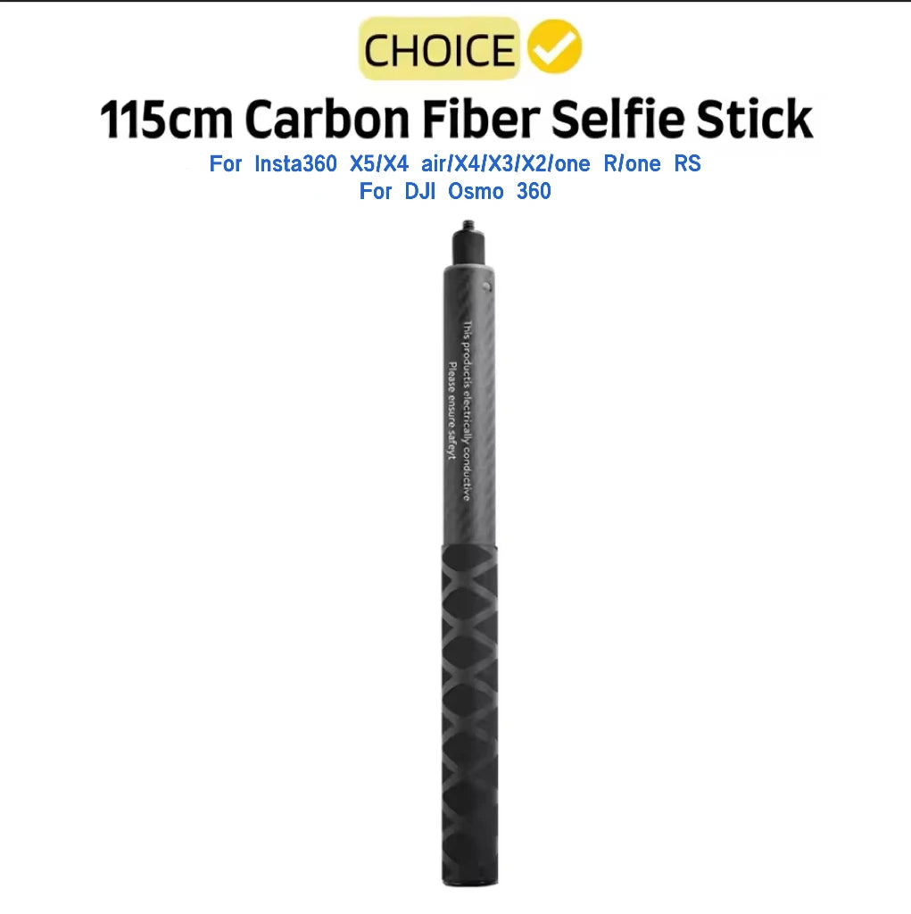 115cm Carbon Fiber Invisible Selfie Stick | Insta360 X5/X4/X3 & GoPro
