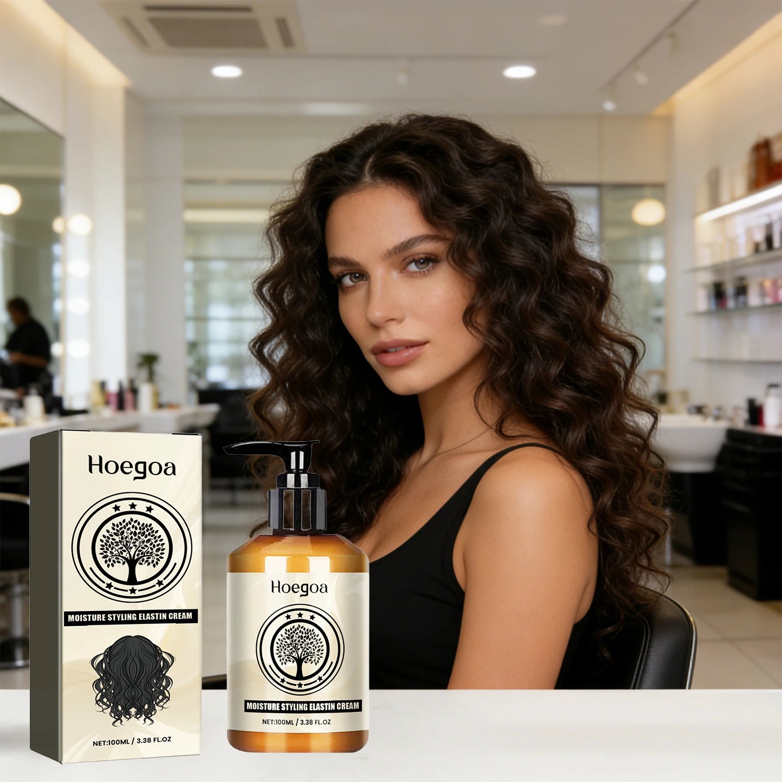 HOEGOA Elastin Curl Cream – Volume, Moisture & Frizz Control Curl Styling Cream Oasis Select