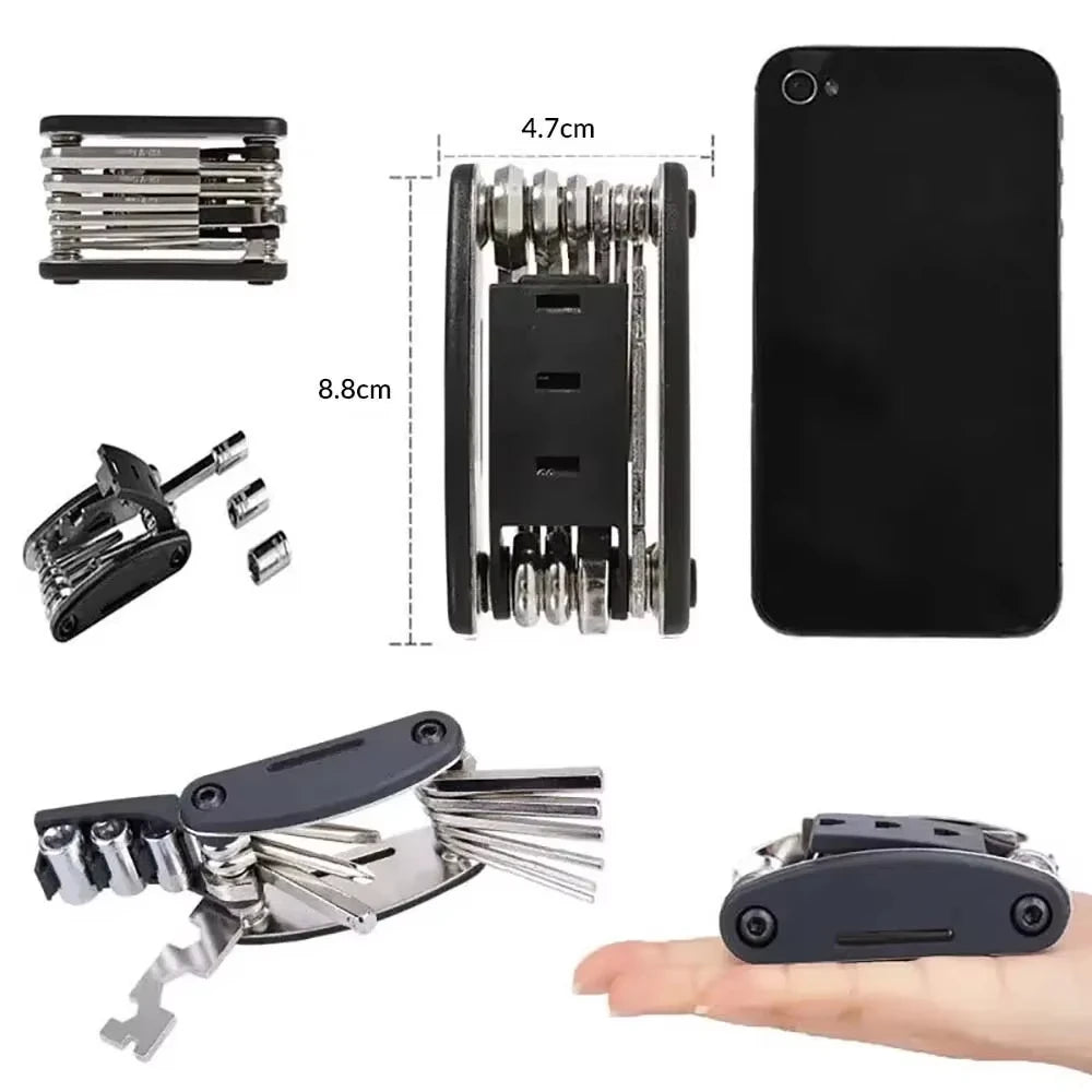 16 in 1 Portable Bicycle Repair Tools Kit Hex Wrench Nut Tire Screwdriver Motorcycle Bicycle Repair Tools Oasis Select