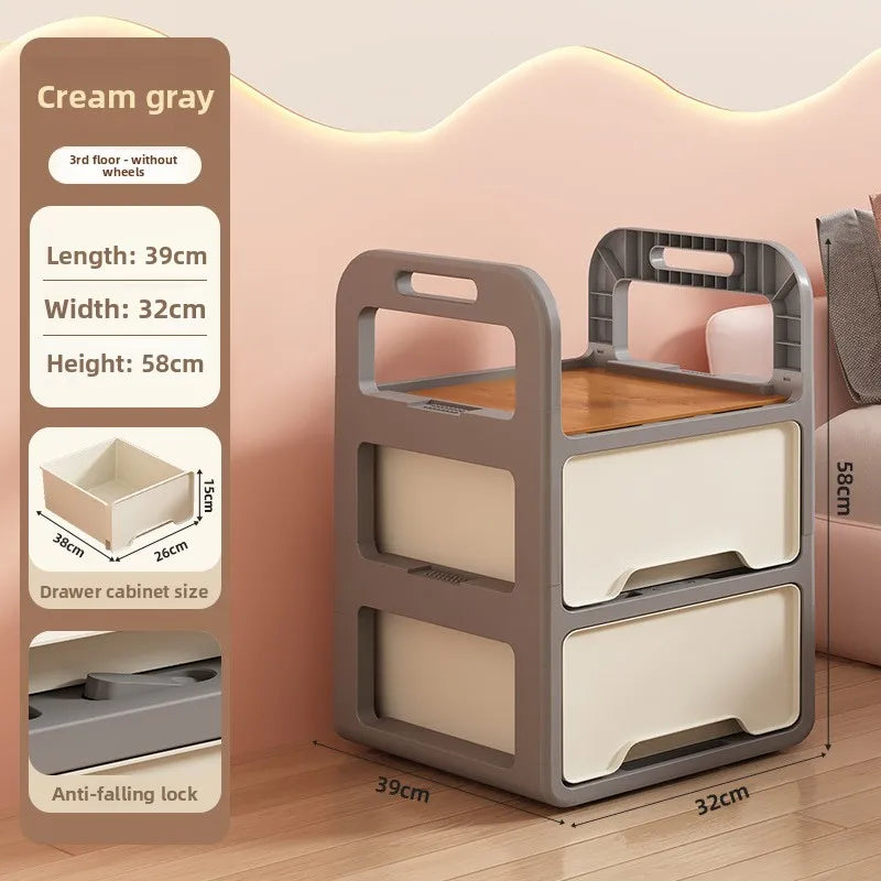 Multi-functional Drawer storage cabinet household living room snacks toys plastic storage box Oasis Select Ash 32-3A