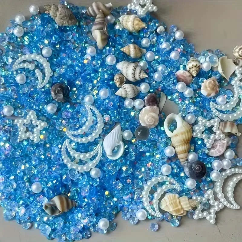 Ocean Style Nail Glitter Decorations – Star Moon Conch Resin