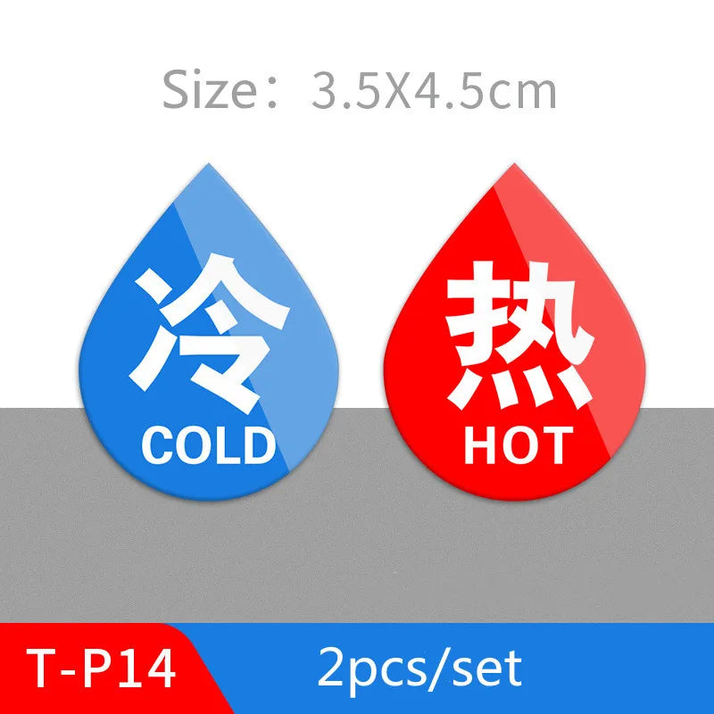 Hot and Cold Signs Round Universal Easy to Use Sticker Self-adhesion Water Signs Label for Kitchen Bathroom Faucets Sink Oasis Select T-P14