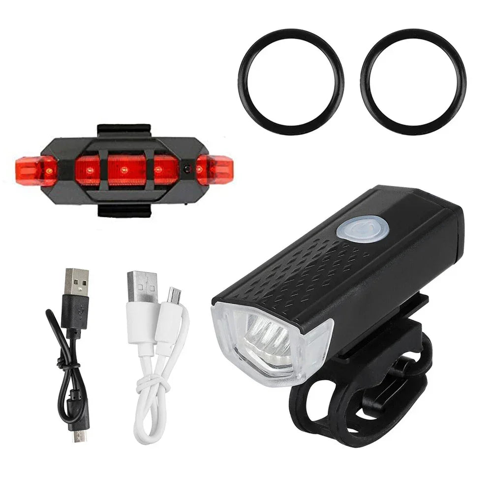 USB Rechargeable Bike Light Set Front Light with Taillight Easy to Install 3 Modes Bicycle Accessories for the Bicycle Oasis Select 2255--928 Red OPP