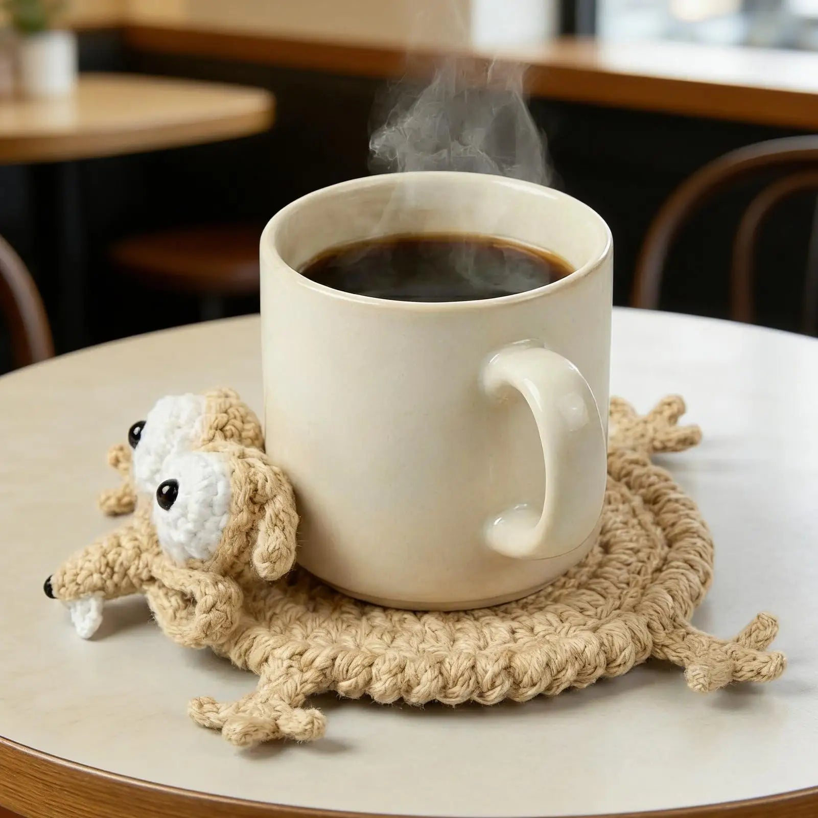 Cup Coasters 4pieces Animal Shape Crochet Cups Mat Coffee Coasters for Dining Room Kitchen Apartment Housewarming Cafe Oasis Select