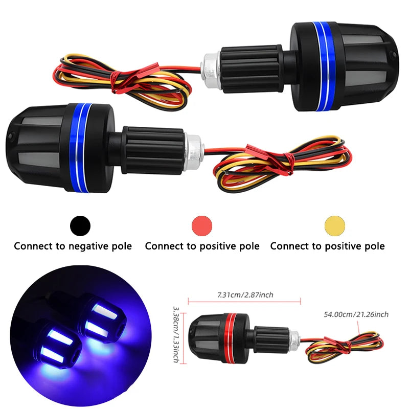 1Pair Motorcycle Handlebar End Light 12V LED Strobe Lamp DRL Driving Light Waterproof Side Warning for Scooter Moto Accessory Oasis Select Blue 1Pair