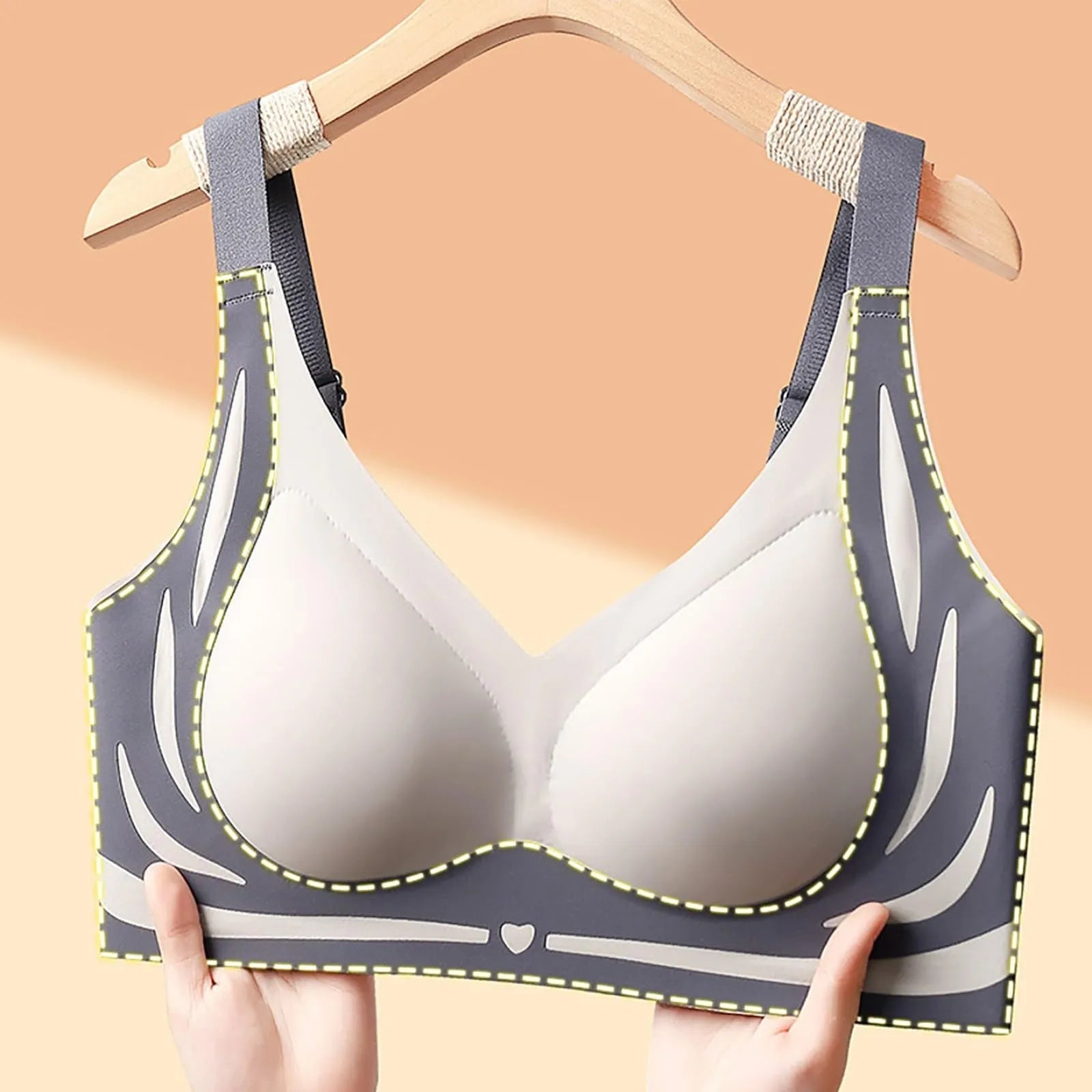 Women's Wireless Push-Up Bra | Seamless V-Neck Wire-Free Wireless Push-Up Bra Oasis Select