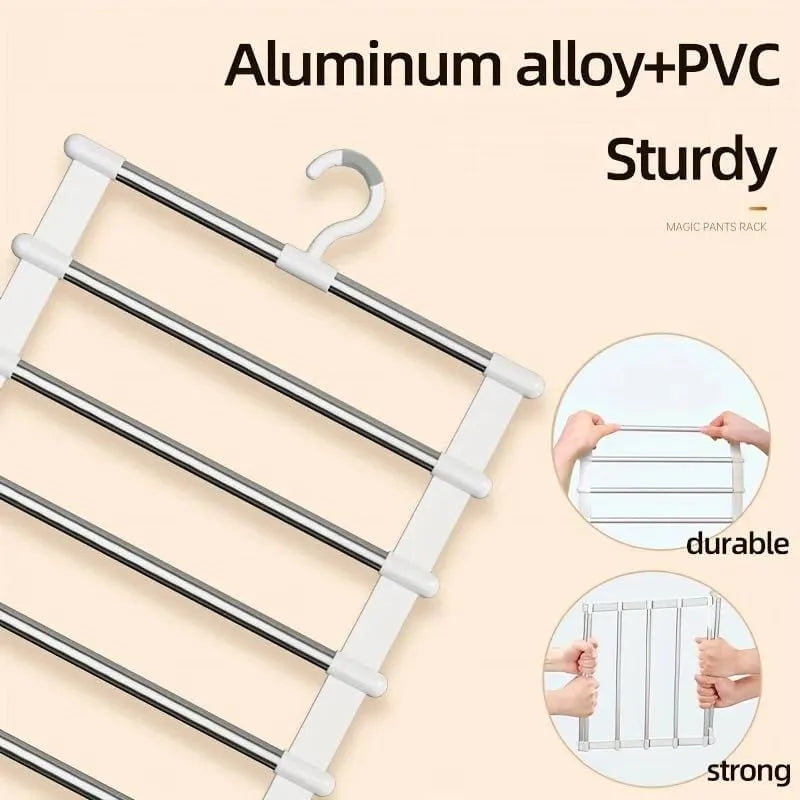 Foldable Pants Hanger Multi Layer Non Slip Clips Space Saving Closet Organizer for Trousers Storage Collapsible Hanging Rack Oasis Select