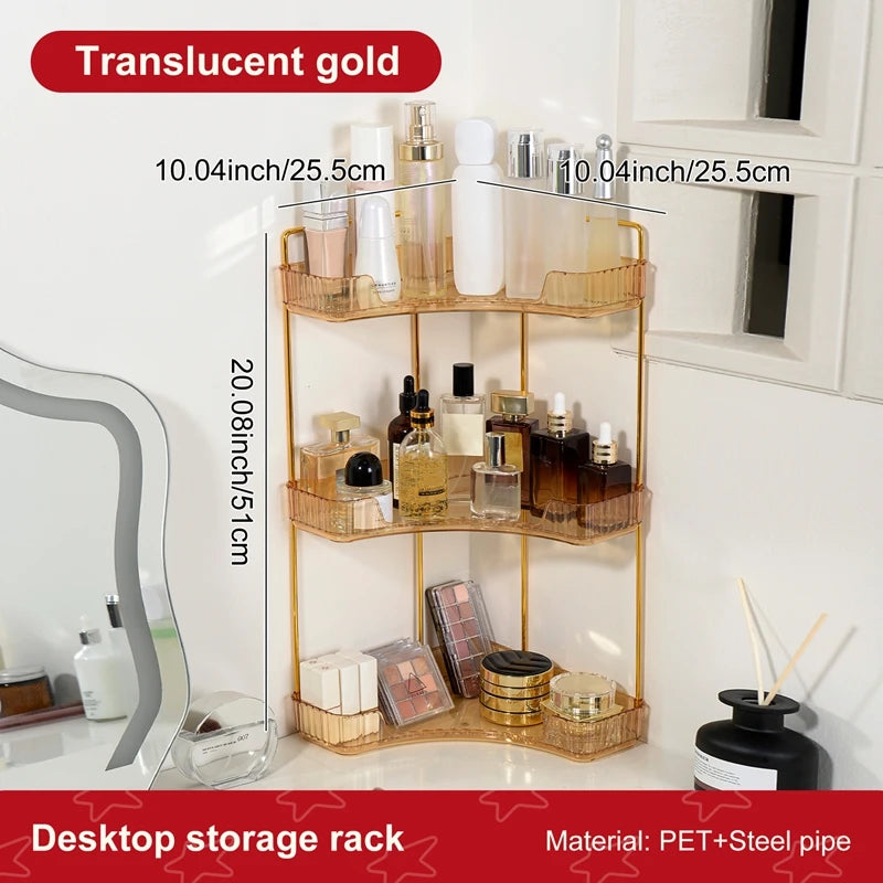 3-Tier Corner Bathroom Counter Organizer Makeup Cosmetic Storage, Tool-Free Installation Acrylic Vanity Shelf, Countertop Storag Oasis Select YELLOW