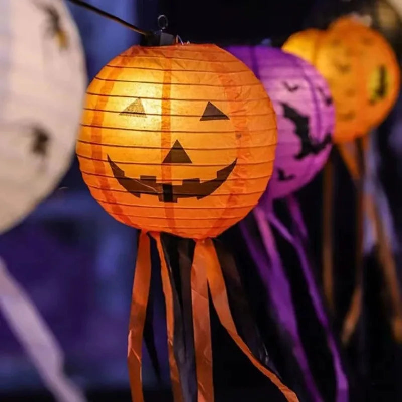 Halloween Paper Lanterns Halloween Party Decoration Pumpkin Lantern Spider Bat Skeleton Lantern for Home Outdoor Party Decor 8in Oasis Select