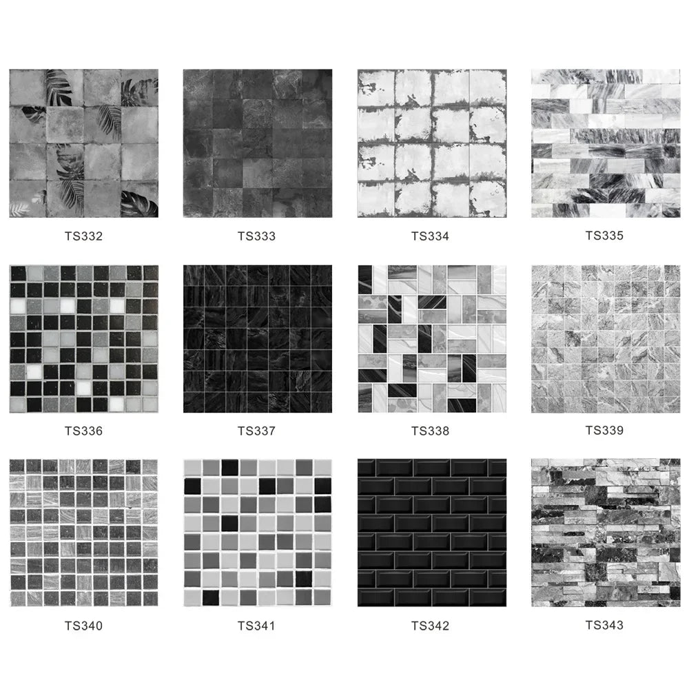Grey Mosaic Pattern Home Decor Wall Stickers Kitchen Bathroom Refurbished Self-adhesive Paper Wall Decoration Oasis Select