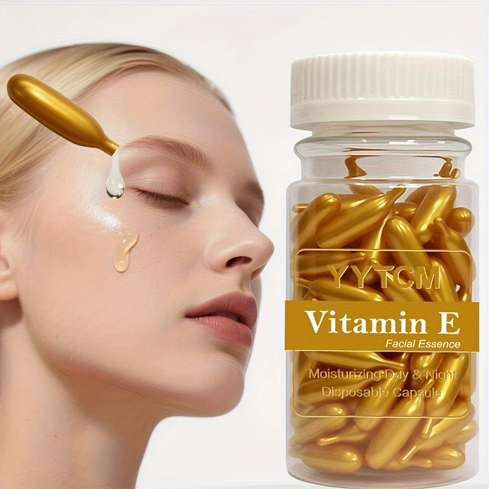 Vitamin E Serum Capsules, Single-Use Essence Capsules, Hydrating and Moisturizing Facial Skin 90 Capsules/Bottle - 1 Bottle Oasis Select