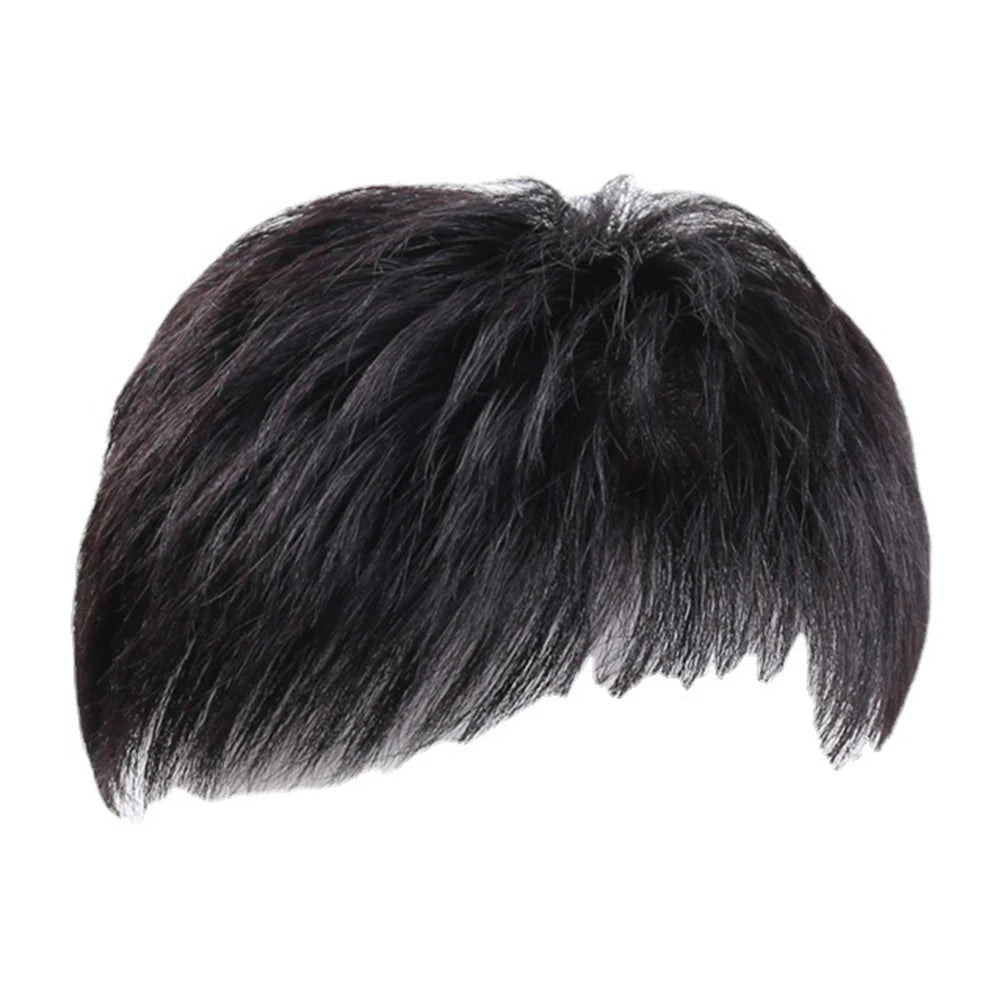 Men's Clip-On Hair Topper – Black Short Coverage Piece