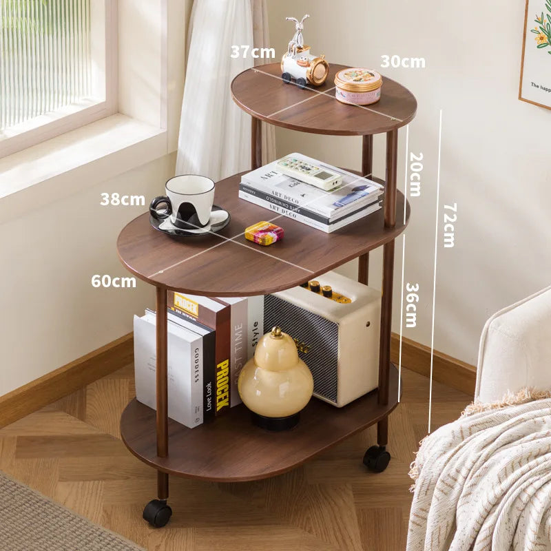 Movable coffee table small apartment modern simple side cabinet light luxury living room Italian minimalist new sofa side cart Oasis Select coffee color