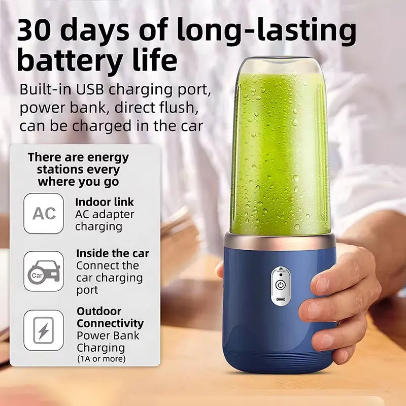 USB Personal Mini Juicer Cup Portable Handheld Travel Blender with Single Double Cups for Water Bottles Oasis Select