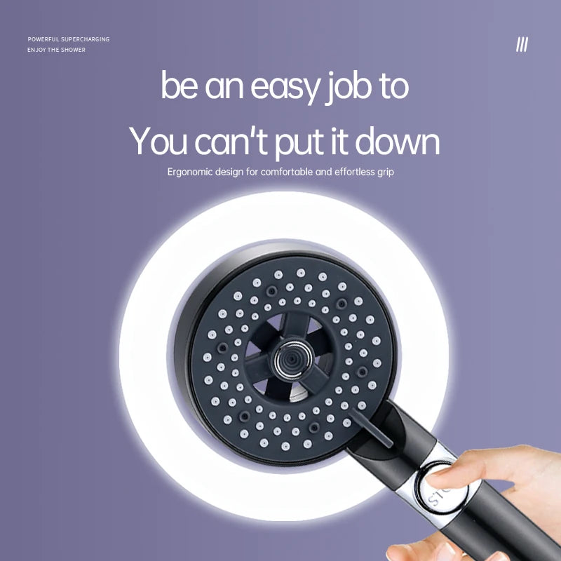 New High Pressure Shower Head 5 Modes Adjustable Showerhead Water Saving One-Key Stop Spray Nozzle Hose Bathroom Accessories Set Oasis Select