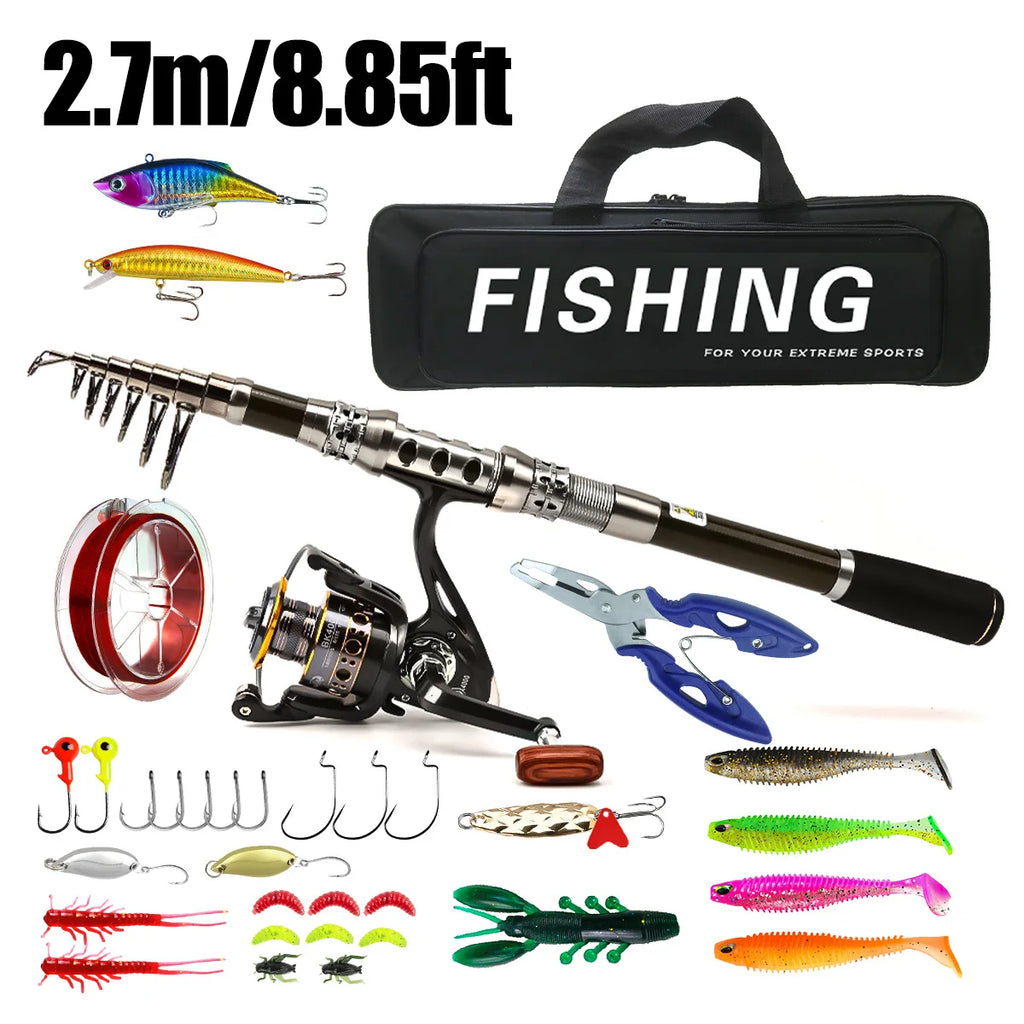 Carbon lure rod wheel set, sea fishing rod, telescopic fishing rod, rotating reel, travel, fresh water fishing set Oasis Select 2.7mSuit