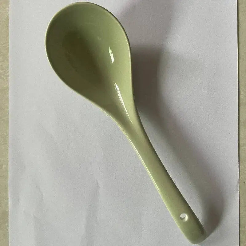 Internet Celebrity Porridge Spoon Large Size Clay Pot Soup Spoon Porridge Spoon Hot Pot Long Handle Spoon Kitchen Tablewear Oasis Select Milk Green Ladle