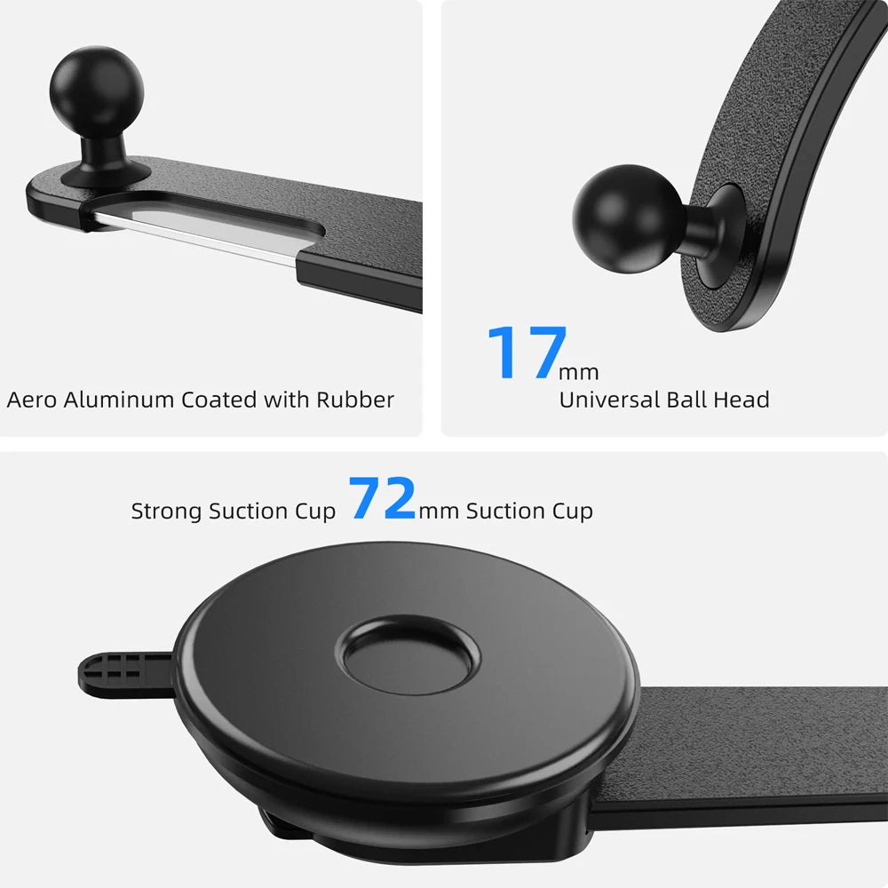 Suction Cup Car Phone Mount – 17mm Ball & Telescopic Arm