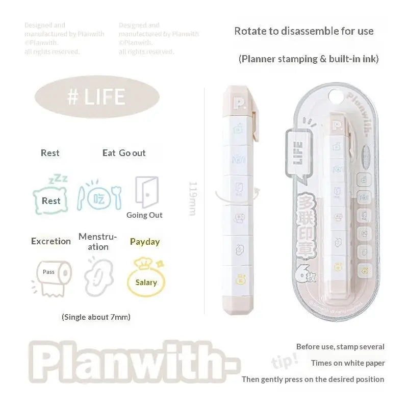 Cute INS Kawaii Multilink Mood Stamp Waterproof Decorative Stamp for Journal Scrapbooking Art Craft Supplies Oasis Select A11