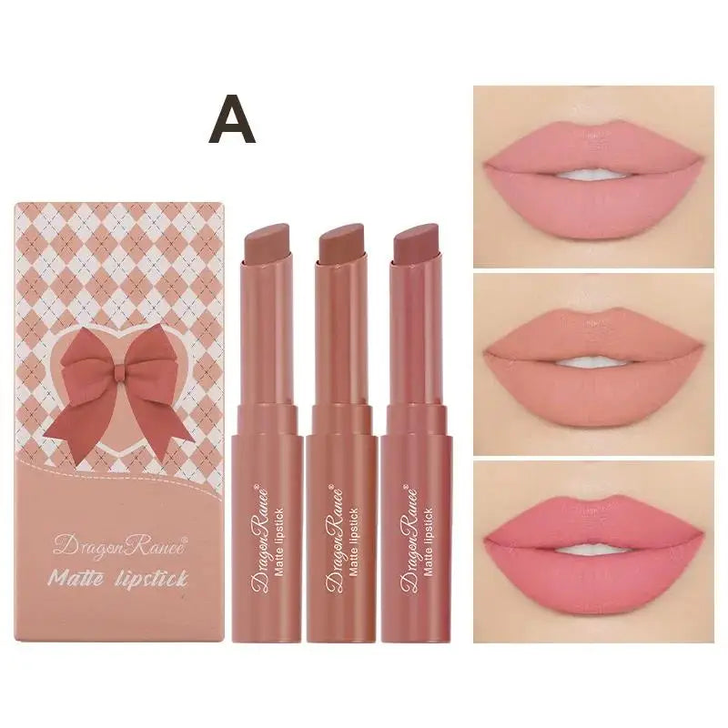 Dragon Ranee Matte Nude Lipstick Pencil Set – 3pc Waterproof