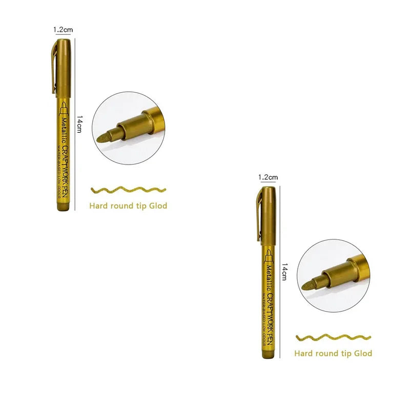 1/2/3/4Pcs Metallic Marker Pen Set Gold Silver Brush Pen Medium Point Markers For Metal Rock Painting Black Paper Card Making Oasis Select 2pcs Hard nib Gold
