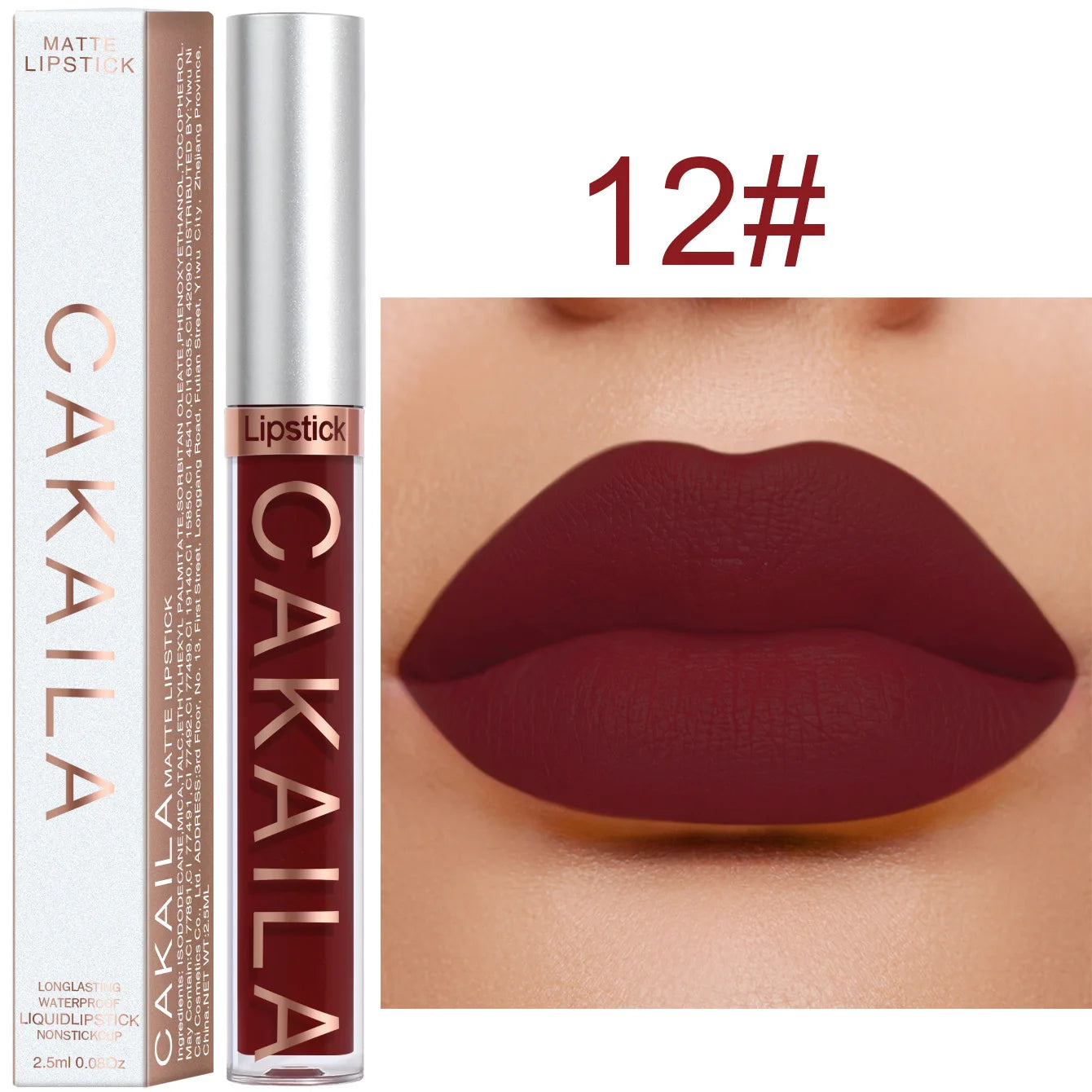 1 Pcs Waterproof Lip Gloss Lipstick Set - Nude, Dark Brown & Matte Red Shades, Long-Lasting 24-Hour Wear, Suitable for All Skin Oasis Select 12