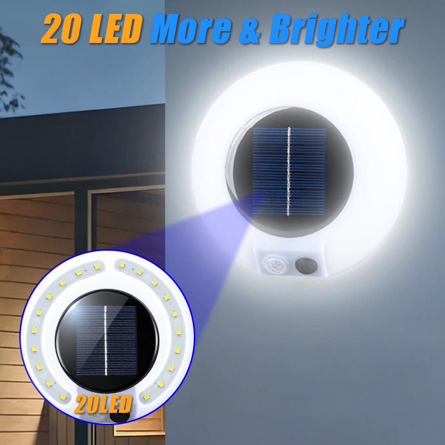 20 LED Solar Motion Sensor Wall Light | IP65 Outdoor Garden