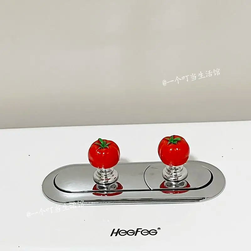 Cute Little Tomato Toilet Press Nail Nail Nail Art Special Creative Toilet Button Flush Water Tank Auxiliary Button Oasis Select
