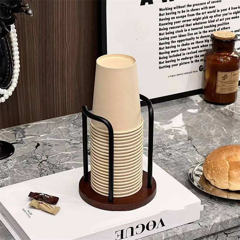 Luxury Disposable Cup Storage Holder Water Tea Cups Dispenser Rack Shelf with Longer Stick Mug Display Stand Home Organizer Oasis Select Black-Style A