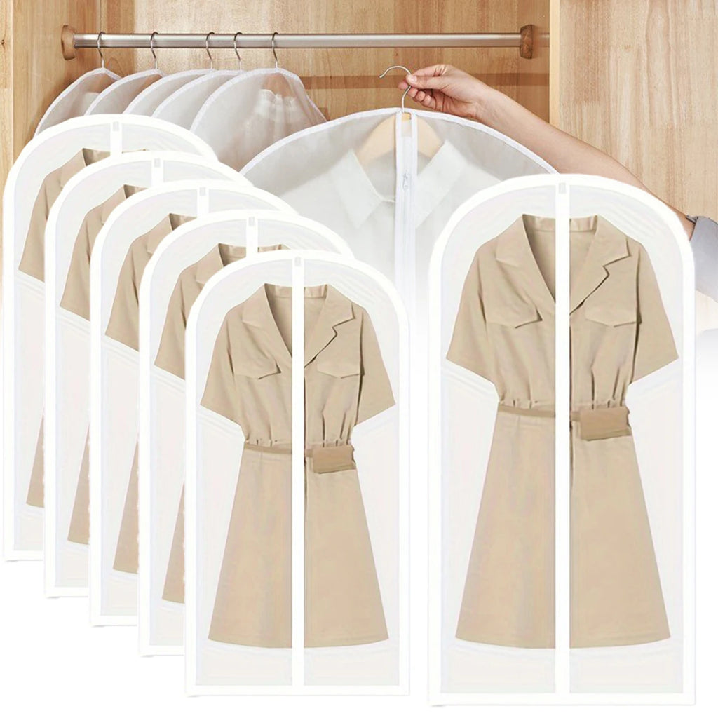 3/6pcs Moth Proof Garment Bags with Zip Washable Dust-Resistant Hanging Cover for Coats Wedding Dresses Closet Storage Organizer Oasis Select