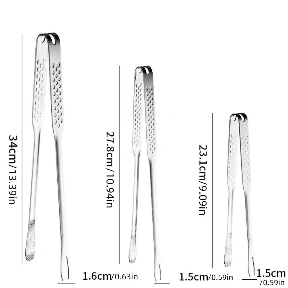 Stainless Steel Barbecue Tongs Heat Resistant Food Grade Long Handle Grill Tongs Non-Slip Fork Clip Food Tongs Steak Seafood Oasis Select
