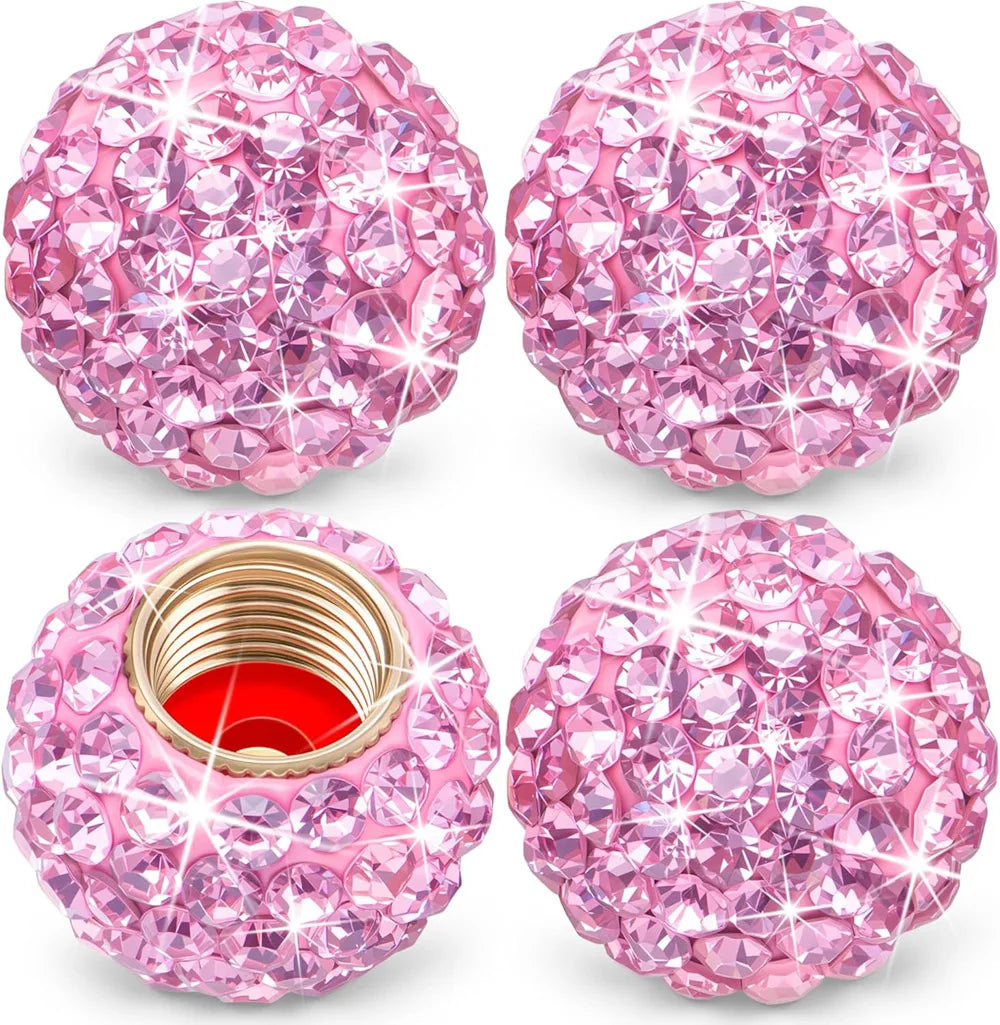 4Pcs Crystal Diamond Tire Stem Valve Caps for Cars, SUV, Trucks, Bikes, Motorcycles, Bicycles Oasis Select Pink-4Pcs
