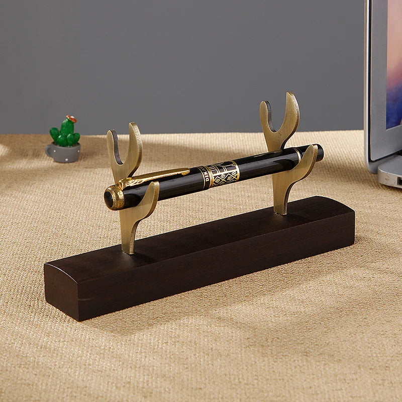 Solid wood pen holder metal antler storage stand ebony bamboo wood desktop ornaments office student pen holder display stand Oasis Select
