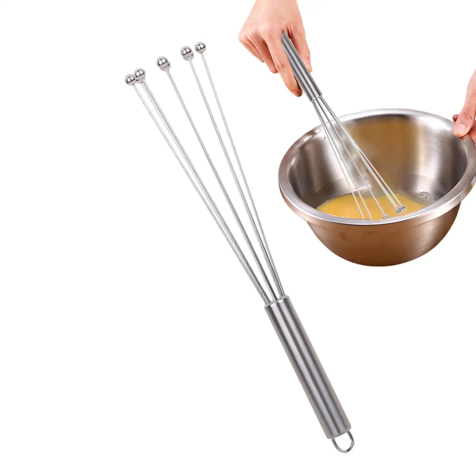 Kitchen Egg Beater Stainless Steel Ball Mixer Manual Metal Egg Beater for Cooking Mixing Egg Stirring Kitchen Baking Tool Oasis Select