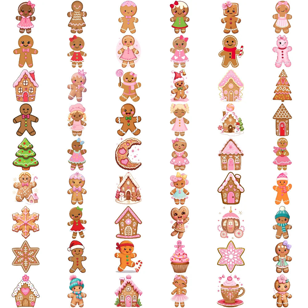 54pcs Christmas Temporary Tattoo Stickers – Gingerbread & Cupcake