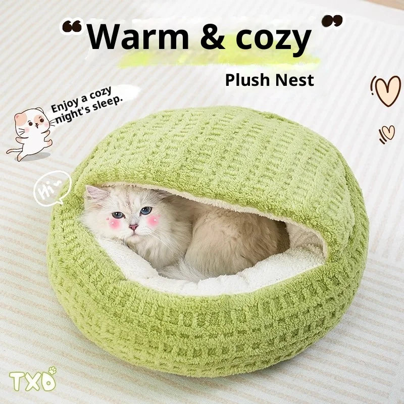 New Cat Nest Winter Semi-closed Warm Four Seasons Universal Winter Thickened Cat Sleeping Nest Shell Nest Cat Bed Dog Bed Oasis Select