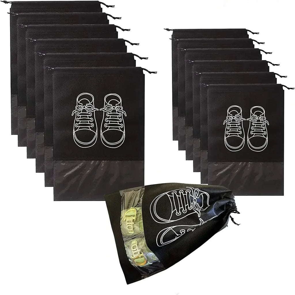 Travel Shoe Storage Bags Non-Woven Waterproof 5 or 10 Pack Shoe Storage Bag Oasis Select Black L 5pcs