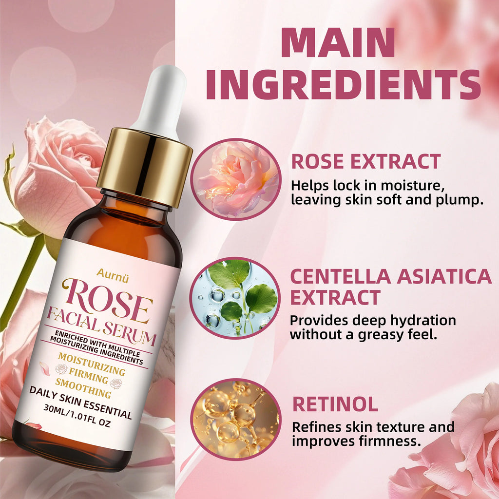 Aurnü Rose Facial Serum – Hydrating & Nourishing, All Skin Types Rose Face Serum Oasis Select