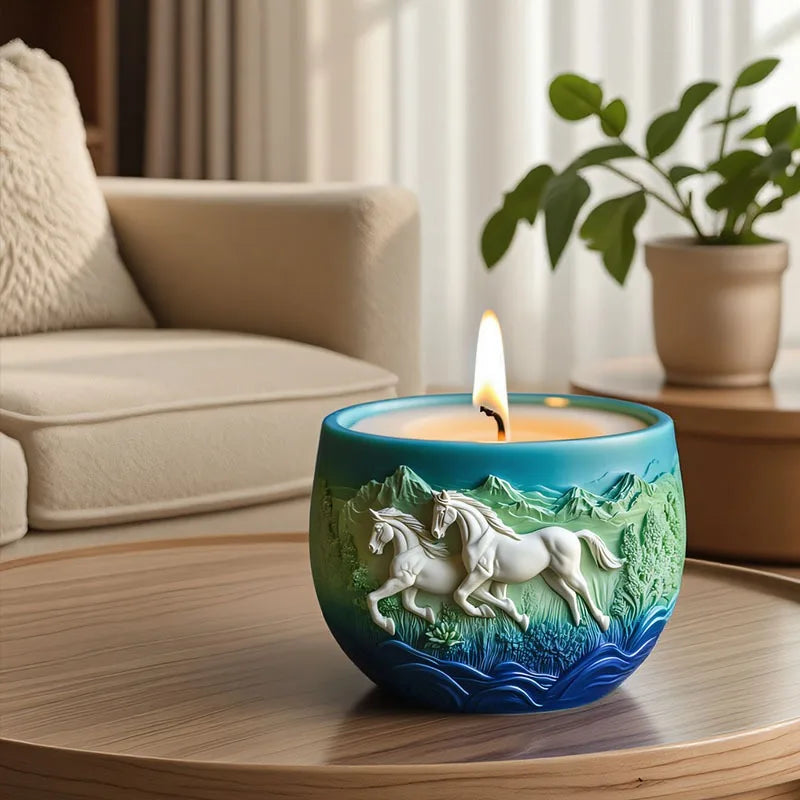 Running stallion relief succulent plant flowerpot resin silicone mold grassland warhorse storage box mould horse gypsum molds Oasis Select