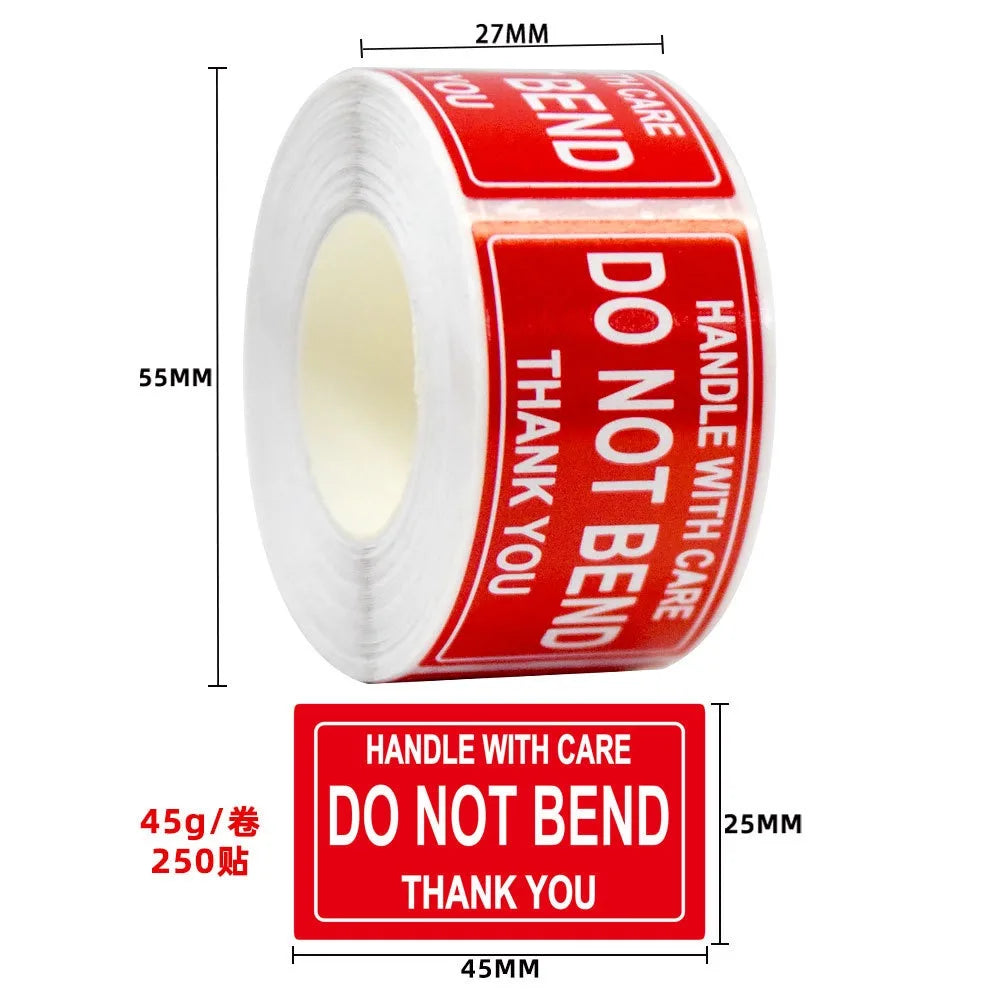 250pcs/roll,Fragile warning label, English copperplate sticker, anti-removal fragile warning label, red warning label Oasis Select B