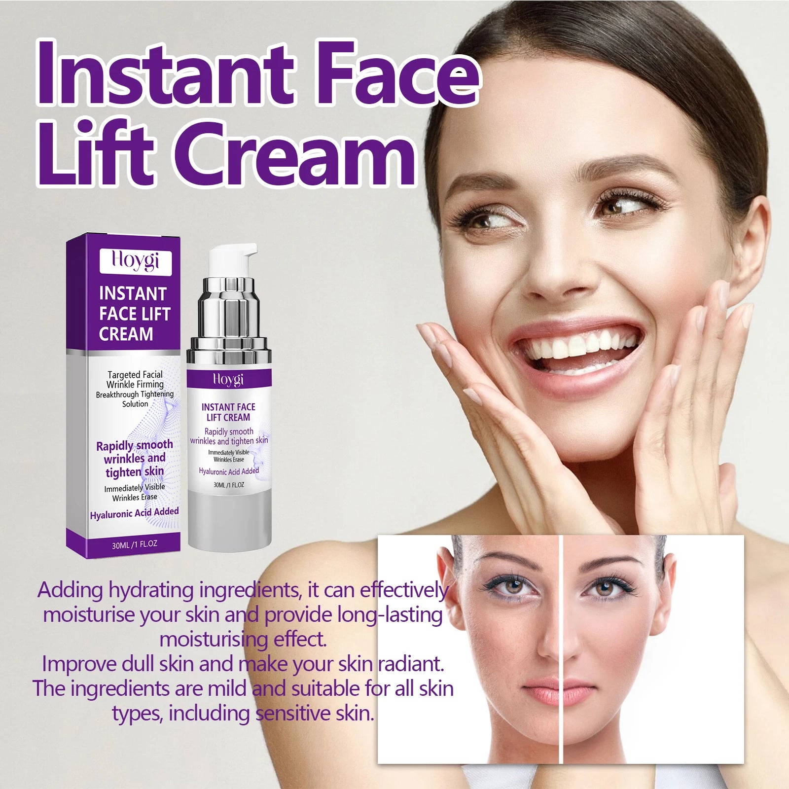 Hoygi Instant Face Lift Cream – Firm, Anti-Wrinkle 30ml Anti-Aging Face Cream Oasis Select