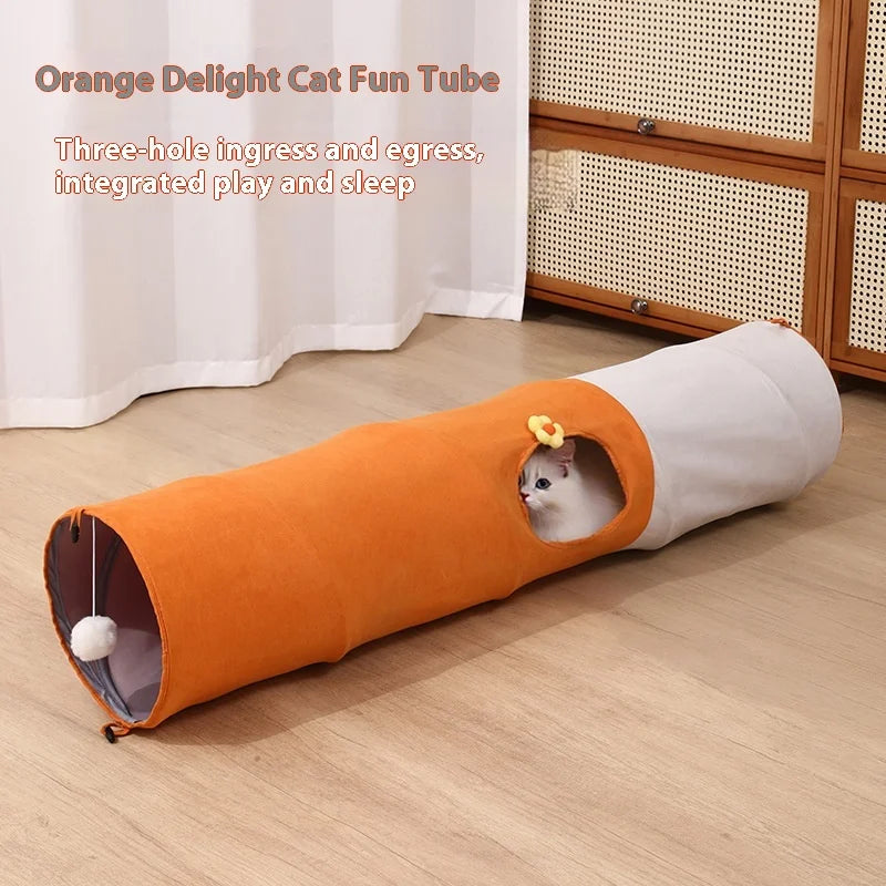 Multi-hole Cat Tunnel Toy Tumbling Dragon Cartoon Straight Tube Foldable Cat and Dog Self-entertainment Channel Easy To Store Oasis Select